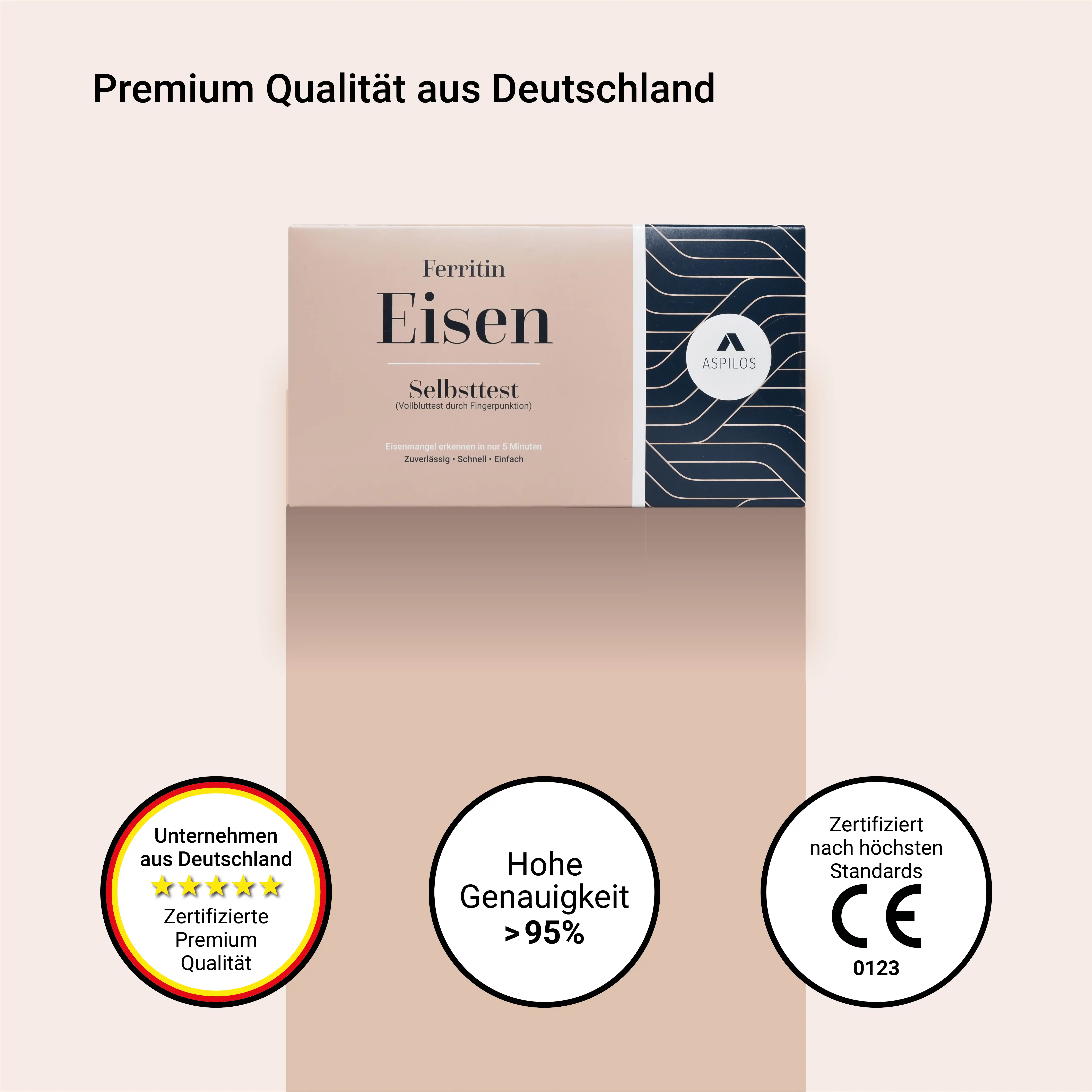 Aspilos Eisen Selbsttest mit CE-Zertifikat und Genauigkeit über 95 Prozent, Premiumqualität aus Deutschland
