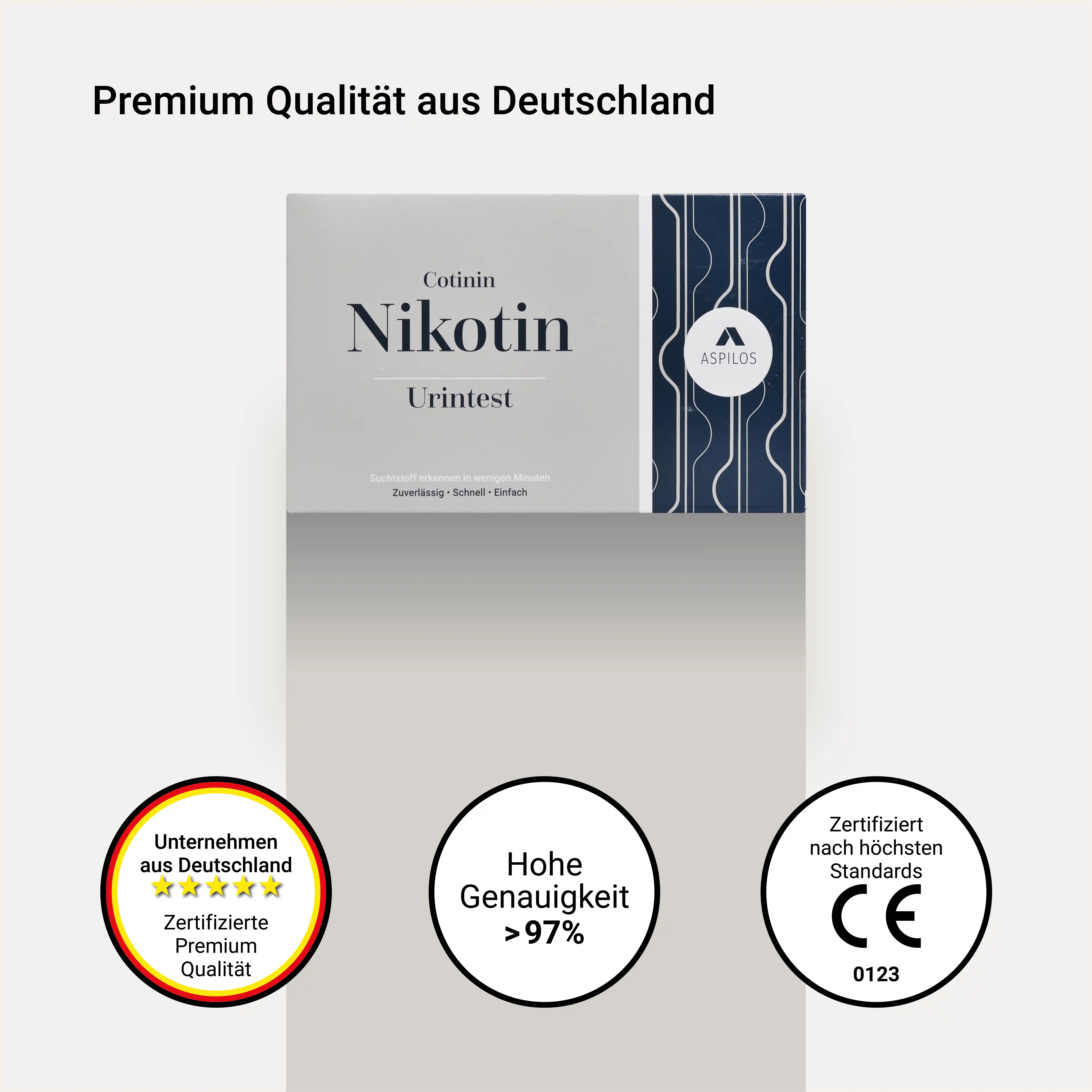 Aspilos Nikotin Urintest mit hoher Genauigkeit über 97 %, CE-zertifiziert, Premiumqualität aus Deutschland