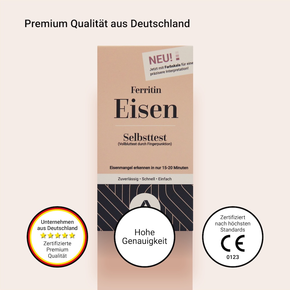 Ferritin Test Semiquantitativ mit Qualitätssiegeln | Aspilos
